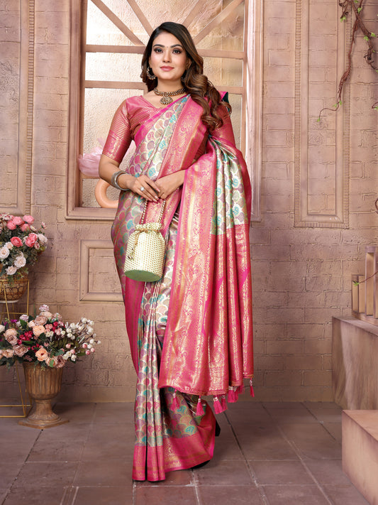 Sky Chaturi Banarasi Silk Saree