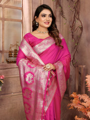 Pink Banarasi Silk Saree