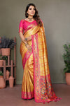 Mustard Pure Banarasi Tissue Silk Saree with Leheriya Weave