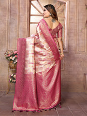 Off White Chaturi Weaving Banarasi Silk Saree