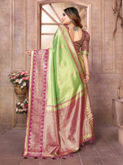 Green Banarasi Tissue Silk Saree