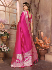 Pink Banarasi Silk Saree