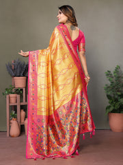 Mustard Pure Banarasi Tissue Silk Saree with Leheriya Weave