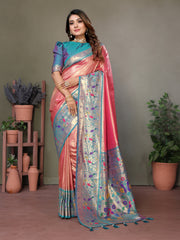 Pink Pure Banarasi Tissue Silk Saree