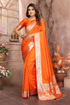 Orange Banarasi Silk Saree