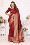 Maroon Soft Silk Saree with Matching Silk Blouse