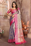 Purple Handloom Tissue Silk Saree For Wedding