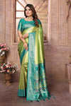 Parrot Green Pure Banarasi Tissue Silk Saree with Paithani Pallu