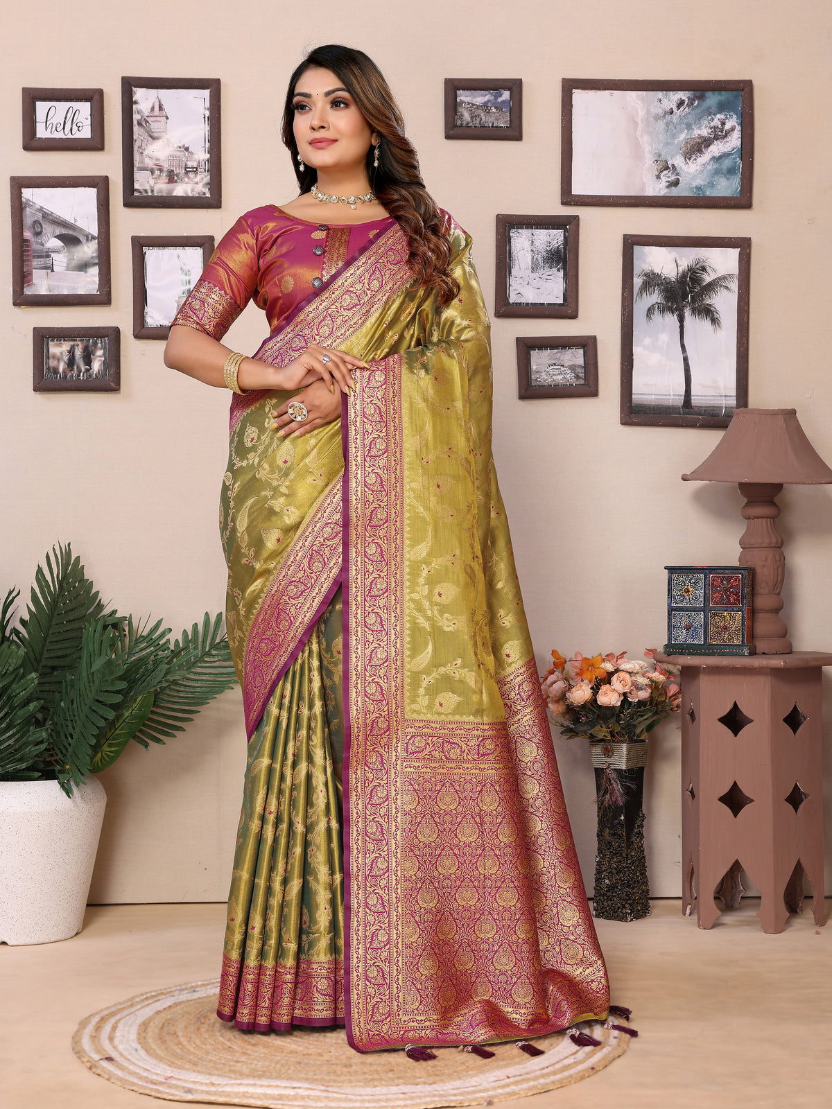 Maroon Pure Tissue Silk Saree for Weddings