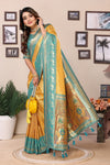 Yellow Pure Banarasi Tissue Silk Saree with Paithani Woven Borders