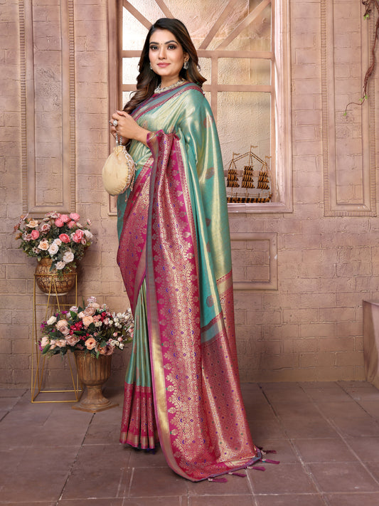 Sky Banarasi Tissue Silk Saree