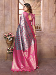 Dark Pink Chaturi Banarasi Silk Saree