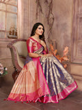Purple Handloom Tissue Silk Saree For Wedding