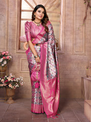 Dark Pink Chaturi Banarasi Silk Saree