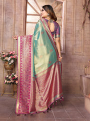 Sky Banarasi Tissue Silk Saree