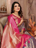 Purple Handloom Tissue Silk Saree For Wedding