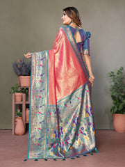 Pink Pure Banarasi Tissue Silk Saree