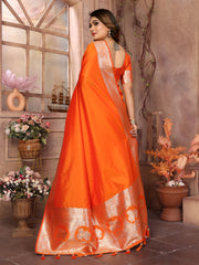 Orange Banarasi Silk Saree