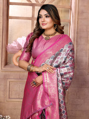 Dark Pink Chaturi Banarasi Silk Saree