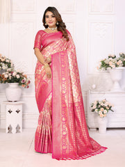 Peach Banarasi Chaturi Silk Saree