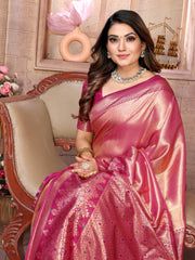 Pink Color Banarasi Tissue Silk Saree