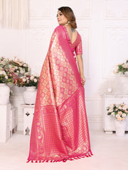 Peach Banarasi Chaturi Silk Saree