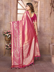 Pink Color Banarasi Tissue Silk Saree