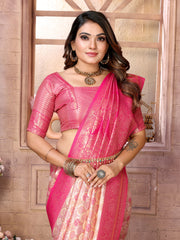 Light Pink Chaturi Banarasi Silk Saree