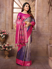 Purple Pure Banarasi Tissue Silk Saree