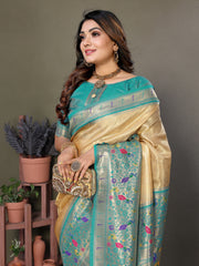 Pista Pure Banarasi Tissue Silk Saree