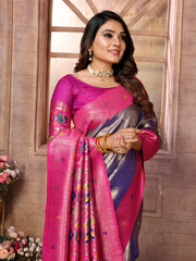 Purple Pure Banarasi Tissue Silk Saree