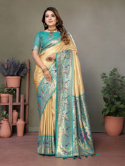 Pista Pure Banarasi Tissue Silk Saree