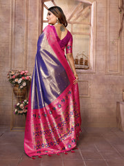 Purple Pure Banarasi Tissue Silk Saree