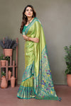 Parrot Pure Banarasi Tissue Silk Saree