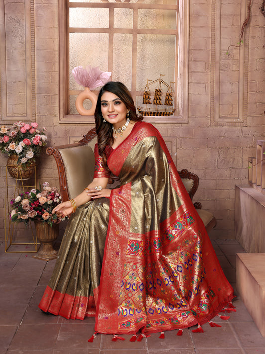 Mehndi Pure Banarasi Tissue Silk Saree