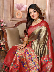 Mehndi Pure Banarasi Tissue Silk Saree