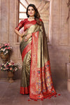 Mehndi Pure Banarasi Tissue Silk Saree