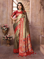 Mehndi Pure Banarasi Tissue Silk Saree