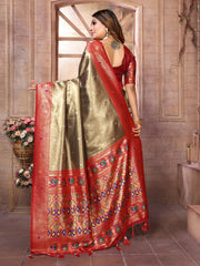 Mehndi Pure Banarasi Tissue Silk Saree