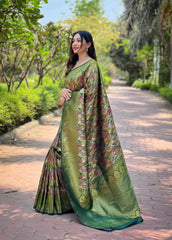 Green Kanchipattu Silk Saree For Women