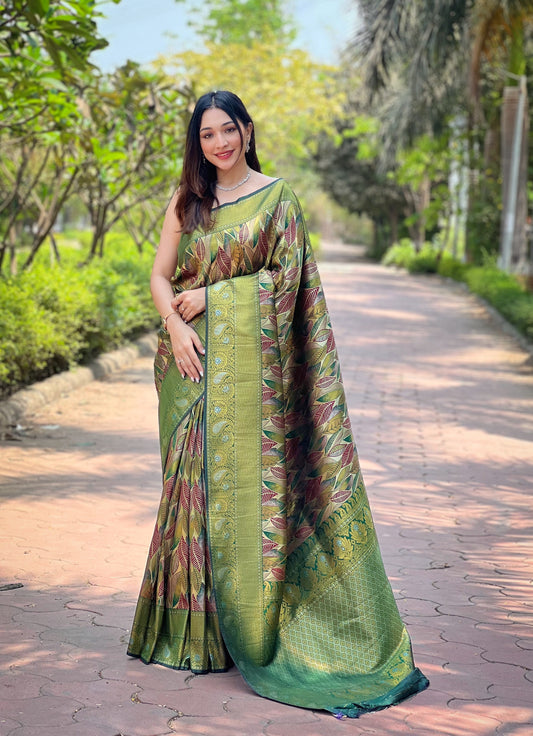 Green Kanchipattu Silk Saree For Women