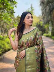 Green Kanchipattu Silk Saree For Women