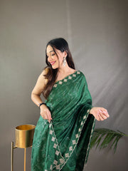 Green Pure Ruhi Silk Embroidered Saree with Blouse