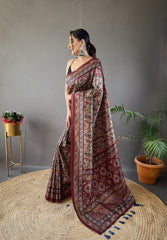 Black Digital Print Semi Silk Saree with Soft Weaves