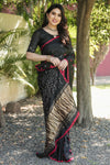 Black Bandhej Silk Saree with Zari Weaving