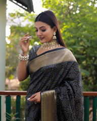 Exclusive Black Handloom Silk Bandhej Patola Sarees with Kanchi Borders & Unstitched Blouse Piece.