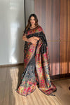 Black Color Designer Kashmiri Pashmina Silk Saree