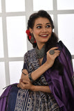 Blue Soft Tussar Silk Saree with Temple Border Print