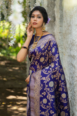 Blue Soft Banarasi Katan Silk Saree