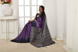 Blue Soft Tussar Silk Saree with Temple Border Print